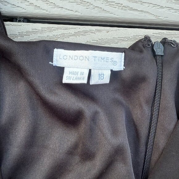 London Times Womens Size 18 Black Midi Tiered Dress Sleeveless Layered - Picture 5 of 5